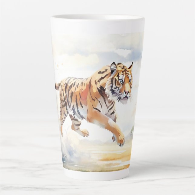 Caneca De Café Latte Tigre em Ação 2 (Frente)