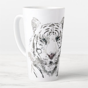 Caneca De Café Latte Tigre Original Aquarela Chinesa Zodiac Inicial L