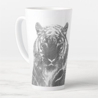 Caneca De Café Latte Tigre Preto e Branco