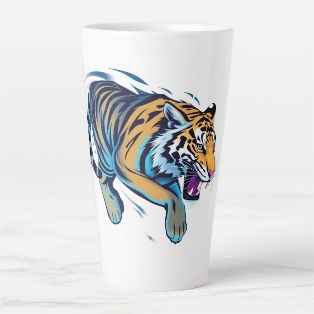Caneca De Café Latte Tigre Saltador (Frente)