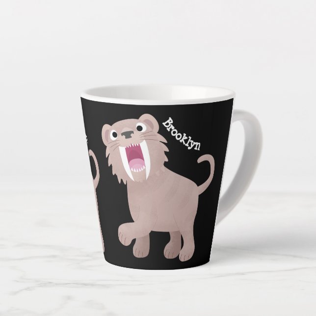 Caneca De Café Latte Tigre Smilodon de Tigre de Saber (Ângulo direito)