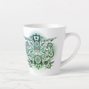 Caneca De Café Latte Tint verde Design Tribal