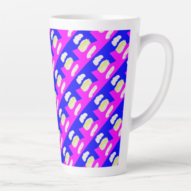 Caneca De Café Latte TINTA abstrato E AZUL REAL (Direita)