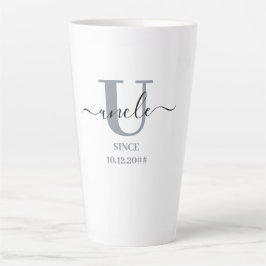 Caneca De Café Latte Tio Elegante - Letra U Monograma Tempestade Azul