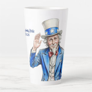 Caneca De Café Latte Tio Sam Feliz 4 de Julho Patriótico