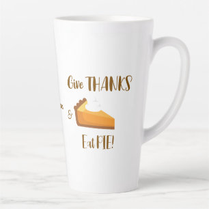 Caneca De Café Latte Típica de Ação de Graças para Comer Pie Feliz aos
