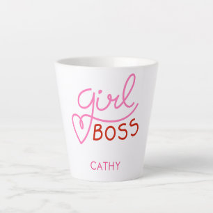 Caneca De Café Latte Típica de chefe de garota com marca personalizada