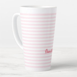 Caneca De Café Latte Típica Legante De Típografia Rosa Moderna Monogram