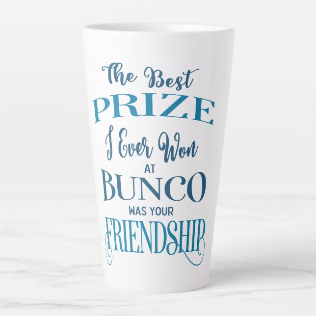 Caneca De Café Latte Tipografia do Prêmio Bunco Blue Modern (Frente)