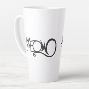 Caneca De Café Latte Tipografia Gato Meow