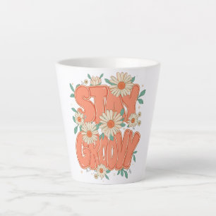 Caneca De Café Latte Tipografia Hippie Laranja Fofa