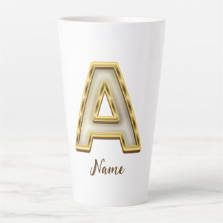Caneca De Café Latte Tipografia Inicial Personalizada A Monograma Doura