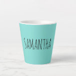 Caneca De Café Latte Tipografia Moderna Nome Azul Verde<br><div class="desc">Uma imagem moderna e peculiar com o nome de tipo de tendência com fundo verde azul. adicione o seu próprio nome ou iniciais. Se preferir escolher entre muitas outras tipfaces.</div>