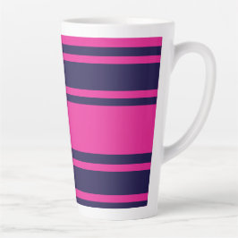 Caneca De Café Latte Tiras de Marinho rosa