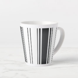 Caneca De Café Latte Tiras negras e brancas minimalistas modernas