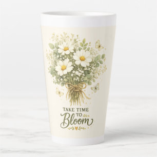 Caneca De Café Latte Tire Tempo para Florescer Design de Buquê