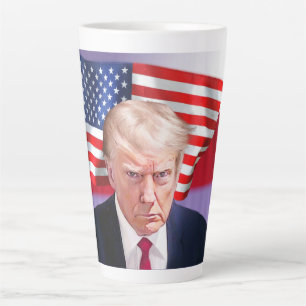 Caneca De Café Latte Tiro oficial de galinha com bandeira americana