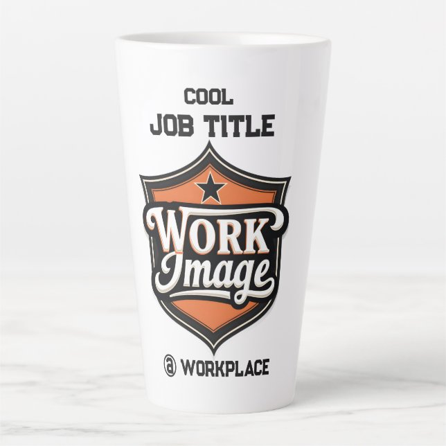 Caneca De Café Latte Título da Função e Local de Trabalho Personalizado (Frente)