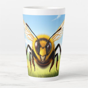 Caneca De Café Latte Título: Ilustração de Abelha Feliz