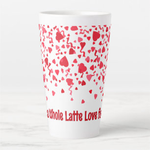 Caneca De Café Latte Todo Amor Latte Corações Vermelhos Confetes Person