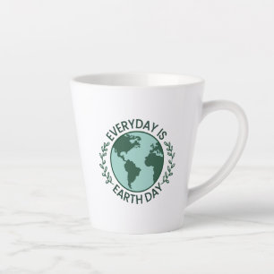 Caneca De Café Latte Todo Dia é Dia da Terra - Amante da Terra Verde Vi