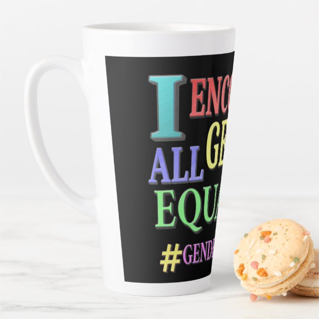 Caneca De Café Latte "TODOS OS GÊNEROS IGUALDADE" Design. Comprar Agora (In Situ)