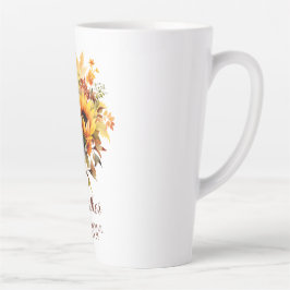 Caneca De Café Latte Together in Fall – Sunflowers, Leaves & Love