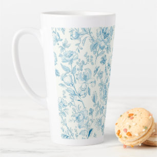 Caneca De Café Latte Toile de jouy Chinoiseries Francesas Peônias Flora
