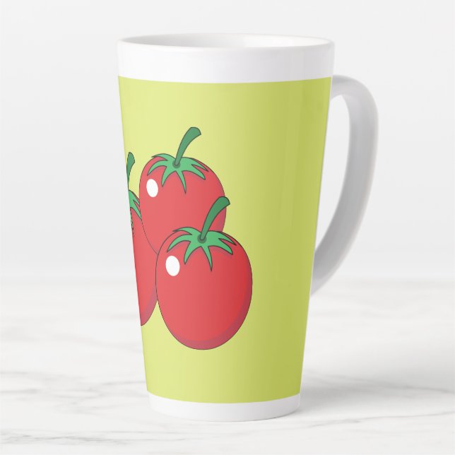 Caneca De Café Latte Tomate Vermelho (Ângulo direito)