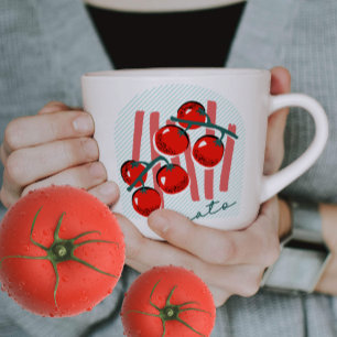 Caneca De Café Latte Tomates Mercado de Agricultores Itália