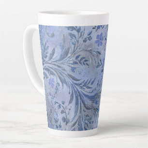 Caneca De Café Latte Tons Sonhadores Azuis Fumê Pintados