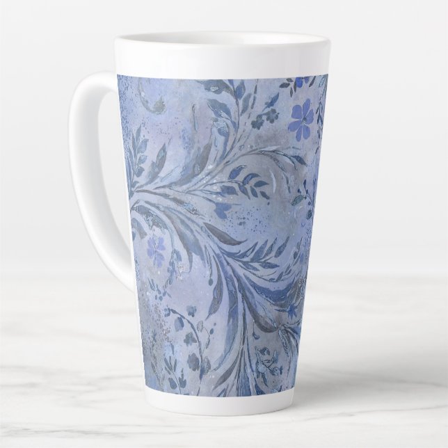 Caneca De Café Latte Tons Sonhadores Azuis Fumê Pintados  (Ângulo esquerdo)