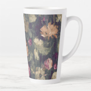 Caneca De Café Latte Tons suaves floral vintage 