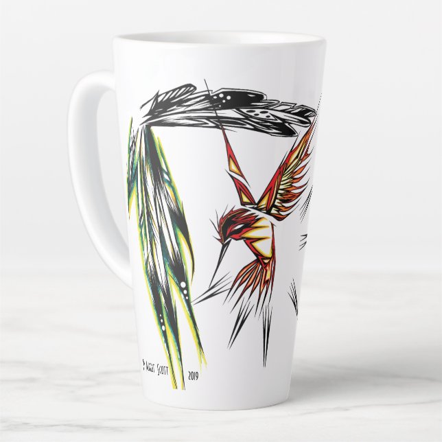 Caneca De Café Latte Totem de Hummingbird Latino (Ângulo esquerdo)