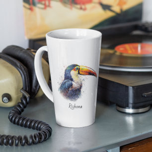Caneca De Café Latte Toucan Esplendor Tropical, personalizado