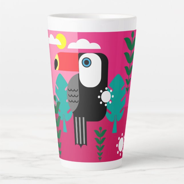 Caneca De Café Latte Toucan Tropical Bird (Frente)