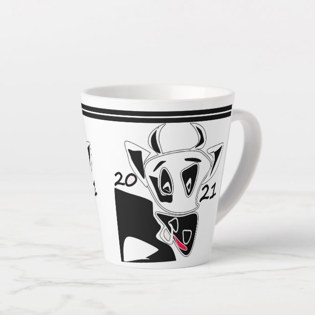 Caneca De Café Latte Touro, ano do touro, 2021, touro engraçado (Ângulo direito)