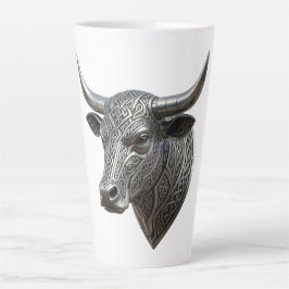 Caneca De Café Latte Touro de Prata Céltico Cabeça Viking Céltico