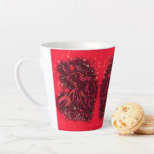 Caneca De Café Latte Touro Néon Vermelho Magico Correndo - Noite Estre