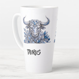 Caneca De Café Latte Touro Zodíaco Cristal Prata