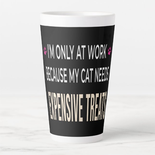 Caneca De Café Latte Trabalho Divertido Porque Meu Gato Precisa de Gulo (Frente)