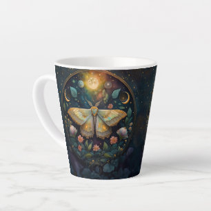 Caneca De Café Latte Traça Celestial e Fases da Lua – Noite Encantada