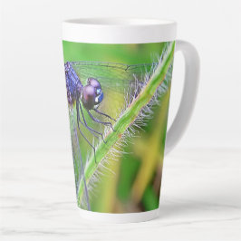 Caneca De Café Latte Traços espirituais de Dragonfly púrpura