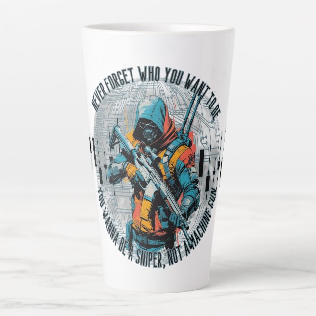 Caneca De Café Latte Trade Motivation | Cyberpunk Sniper | Fantasy  (Frente)