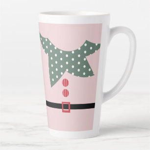 Caneca De Café Latte Traje de Elfo de Natal Rosa Festa de Férias