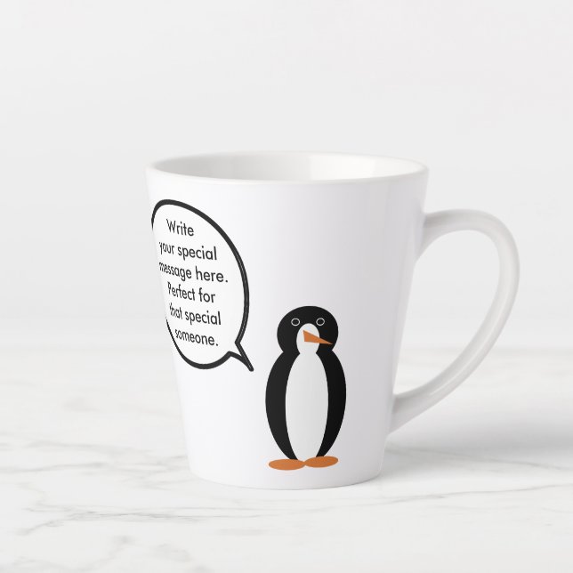Caneca De Café Latte Traje de Nascida Ms. Penguin Personalizada (Direita)