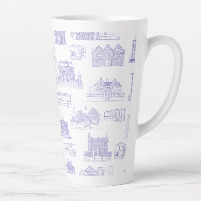 Caneca De Café Latte Trama de Torre de Salem Histórica (Direita)