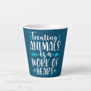 Caneca De Café Latte Tratar Animais Trabalho do Coração Técnico Veterin