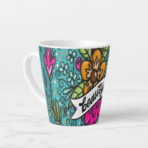 Caneca De Café Latte Travesseiro Decorativo Beleza com Flores