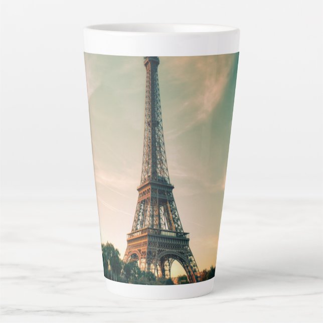 Caneca De Café Latte Travesseiro decorativo da torre Eiffel (Frente)